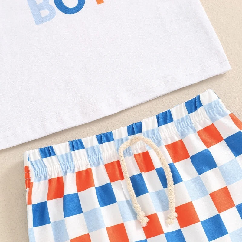 Ensemble t-shirt et short d'été à imprimé anglais pour bébé