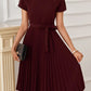 Women's Lace-Up Skirt Solid Color Pleated Dress