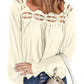 Loose Pullover Shirt Hollow Out Lace-collared Blouse Women