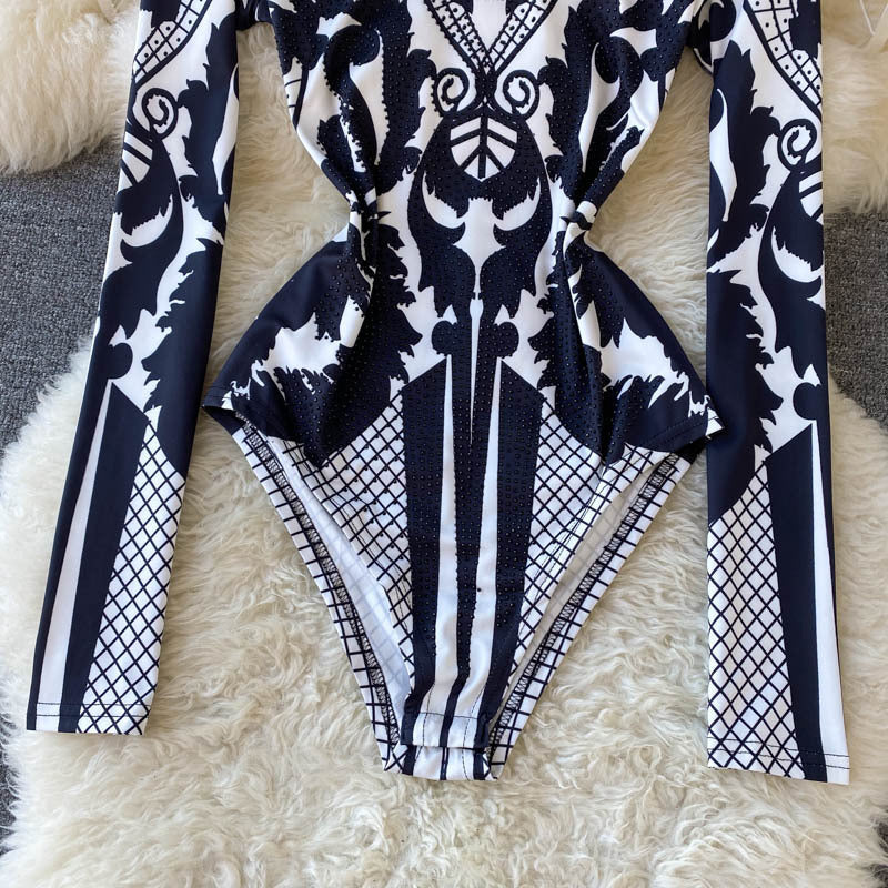 Slim Fit Stand-up Collar Bottoming One Piece