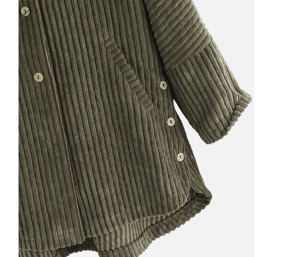 New Style Loose Plus Size Retro Corduroy Coat