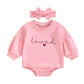 Children's Solid Color Romper Hair Band Set