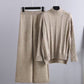 High-end Mock Neck Sweater Wide-leg Pants Suit Women