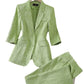 Half Sleeve Blazer And Pant Suit Ladies Women Female Jacket