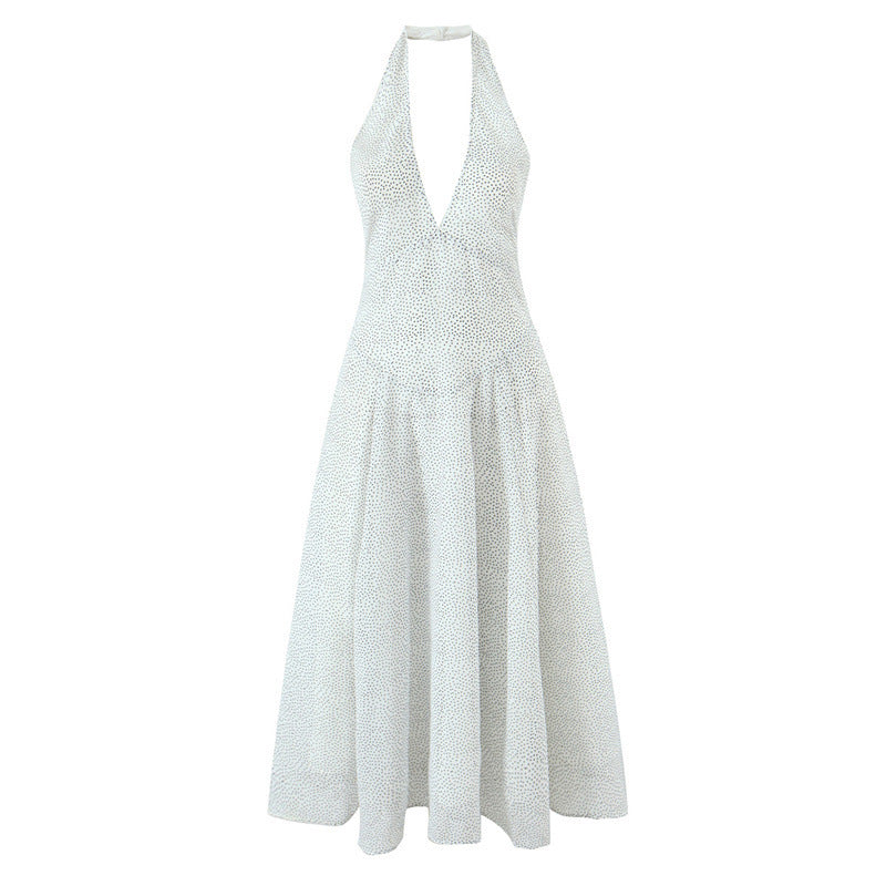 V-neck Halter Backless Holiday Women's Dress
