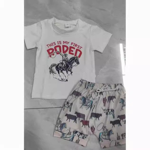 Summer Girls' Printing T-shirt Shorts Set