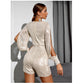 Sequined Long Sleeve Sequined Casual Jumpsuit