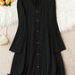 Solid-color V-neck Long-sleeve Versatile Dress