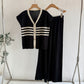 Korean-style Wide-leg Pants Set Casual, Laid-back Knit Two-piece For Women