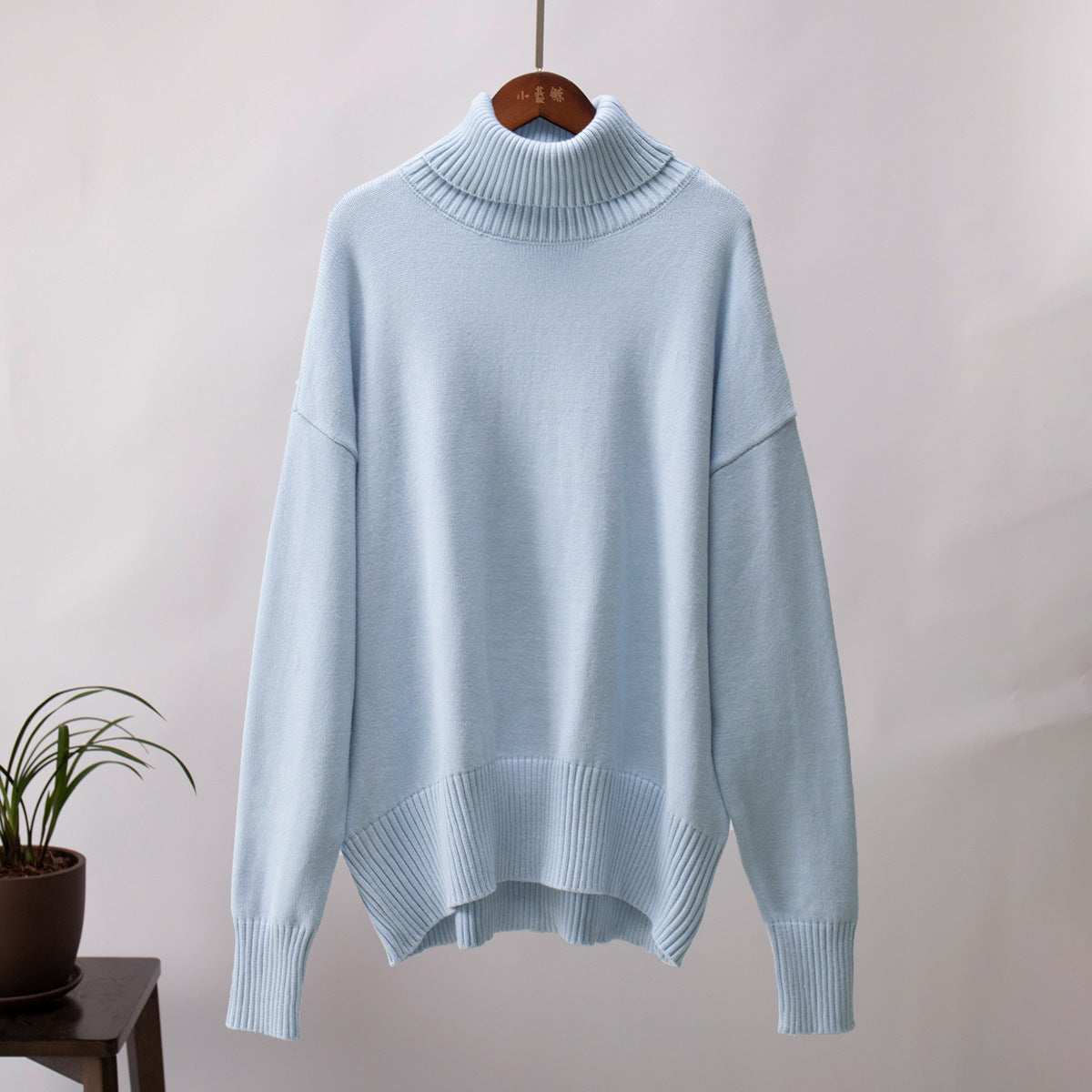 Pull à col roulé uni tendance pour femme