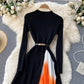 Women's Color Changing Pleated Slim Waisted Swing Dress