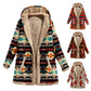 Cotton And Linen Printed Hooded Sweater Warm Plush Jacket