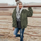 Fashion Women's Zipper Loose Thick Woolen Coat