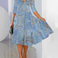 Knitted Loose Digital Positioning Printed V-neck Dress