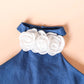 Solid Color 3D Floral Top And Skirt Two-Piece Set