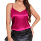 Women's Adjustable Shoulder Strap Satin Sleeveless V-neck Sling Vest