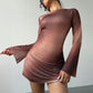 Robe imprimée à double épaisseur pour femme, taille ajustée
