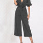 Half sleeve V-neck polka dot print jumpsuit