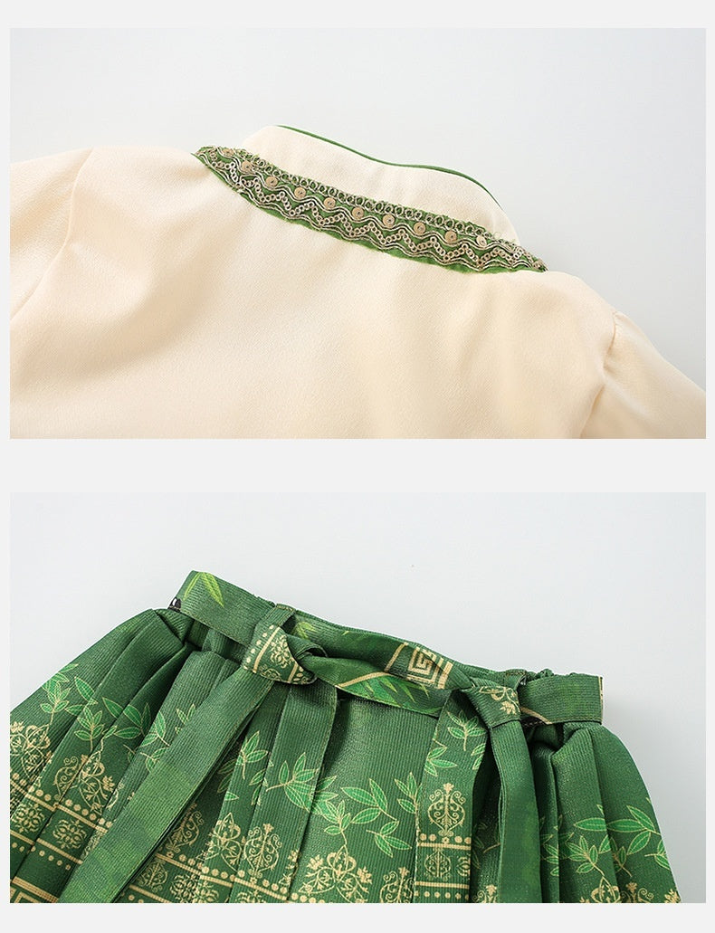 Robe pour fille, style national, ensemble deux pièces pour enfant, jupe à tête de cheval