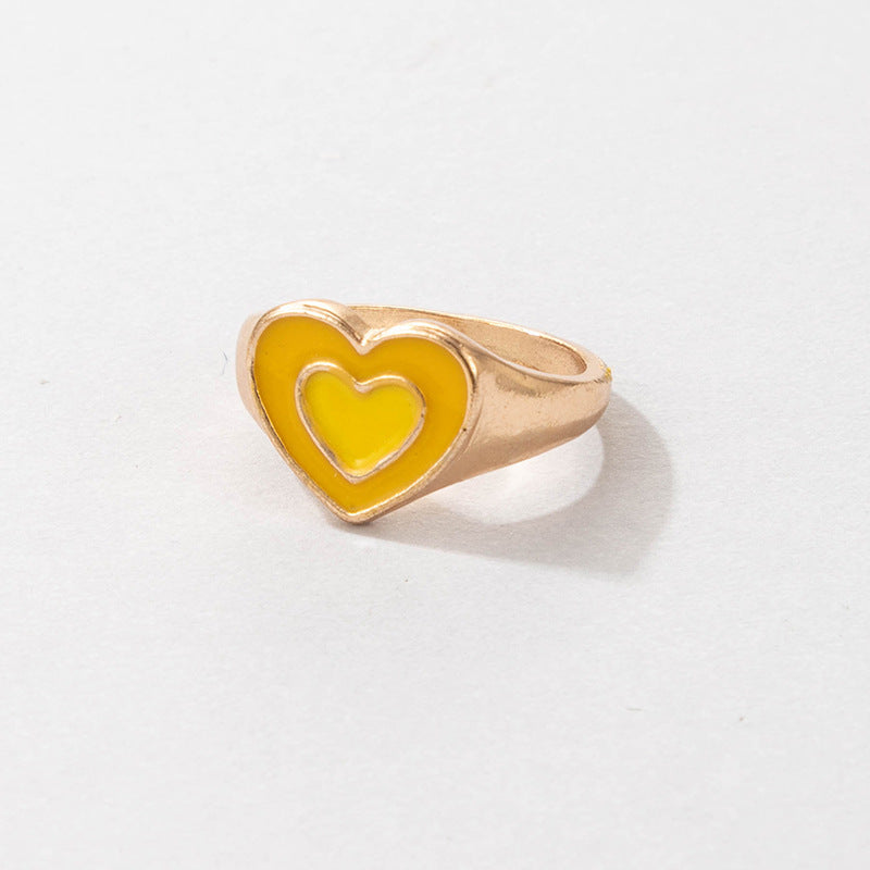 Cute Cartoon Dripping Oil Ins Wind Color Multi-element Single Ring