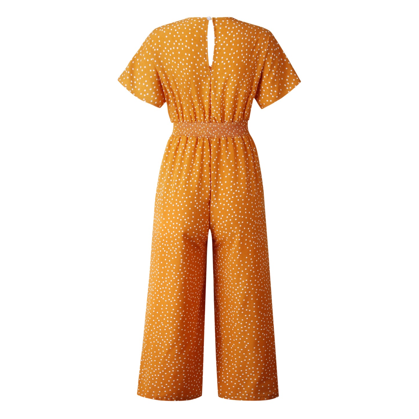Women's printed V-neck pocket overalls