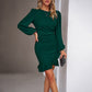 Puff Sleeve Solid Color Sheath Dress Women