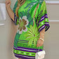Women's Round-neck Tropical Printing Half-sleeved Casual Dress