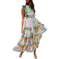 Robe à imprimé style bohème rétro minoritaire, taille haute, dos nu