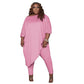 Large Size European And American Women's Clothing Cross-border Selling Spot Loose Solid Color Shoulder Two-piece Set Spring And Autumn
