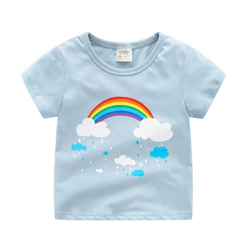 T-shirt d'été imprimé dessin animé pour enfants