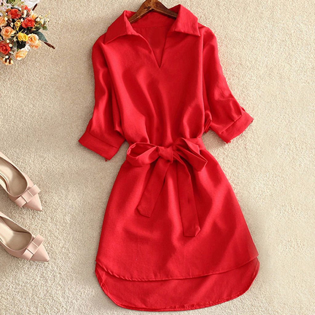Summer New Loose Waist Chiffon Dress Women Mid-Length