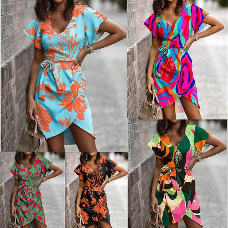 Robe imprimée mi-taille pour l'été