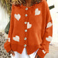 Pull cœur pour femme, cardigan simple boutonnage, manteau en tricot, vêtements d'extérieur