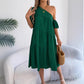 Womens Loose Flared Maxi Skirt With A Ruffled Hem