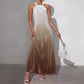 Womens Gradient-Color Fashionable Sexy Backless Halter Dress