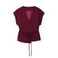 Women's Linen Blend Double Breasted Vest Two Piece Set