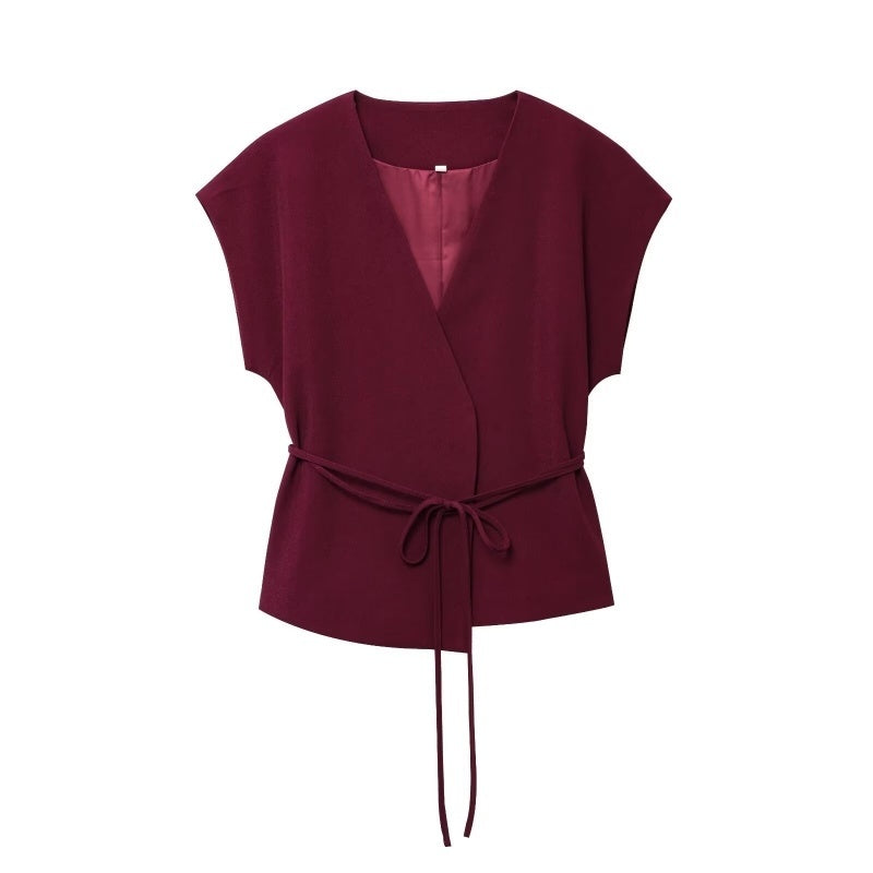 Women's Linen Blend Double Breasted Vest Two Piece Set