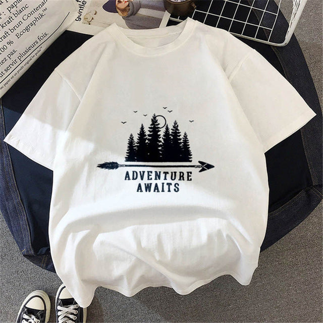 Forest reflection print short sleeve top