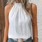 Women's Fashion Sleeveless Bubble Plaid Round Neck Vest