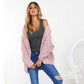 Three-color loose bat sleeve loose cardigan sweater