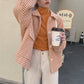 Houndstooth Yuan Orange Complexion Lapel Thick Underwear Women