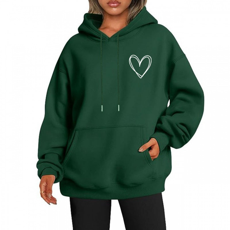 Sweat à capuche brossé style coréen pour femme, style décontracté