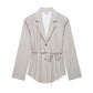 Thin Belt Striped Blazer Mini Shorts