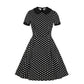 Robe rétro vintage SISHION VD1030 pour femmes, tenue d'été à pois noirs, style Hepburn, col Peter Pan 