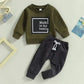 Letter Printed Round Neck Long-sleeved Sweater And Trousers Two-piece Set