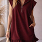 V-Neck Sleeveless Dress - Women's Casual Summer Dress With Two Front Pockets And Back Zipper Closure For Daily Wear