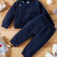 Round Neck Linking Open Clasp Silk Floss Long Sleeve Sweater Trousers Suit