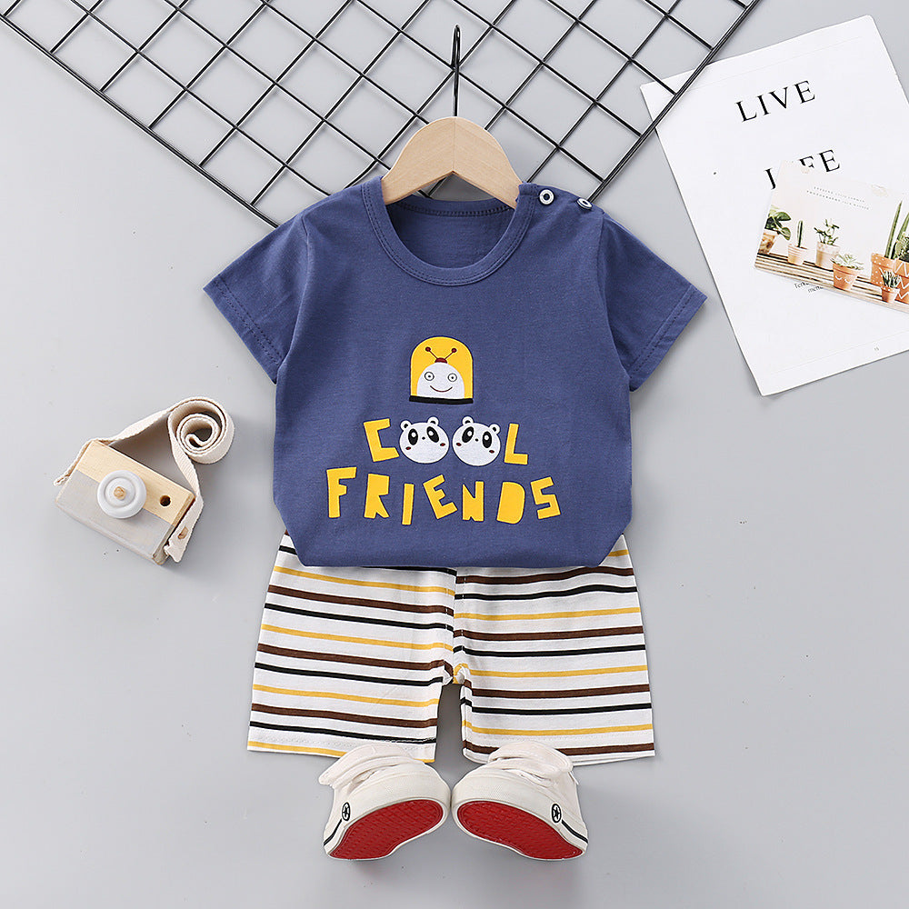 Ensemble d'été à manches courtes pour enfants en pur coton