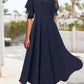 V-neck Ruffle Cuff Elegant Plain Dress Women