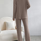 Fashion Solid Striped Suit V-neck Long-sleeved Top And Casual Straight Pants Loose Temperament Women's Clothing